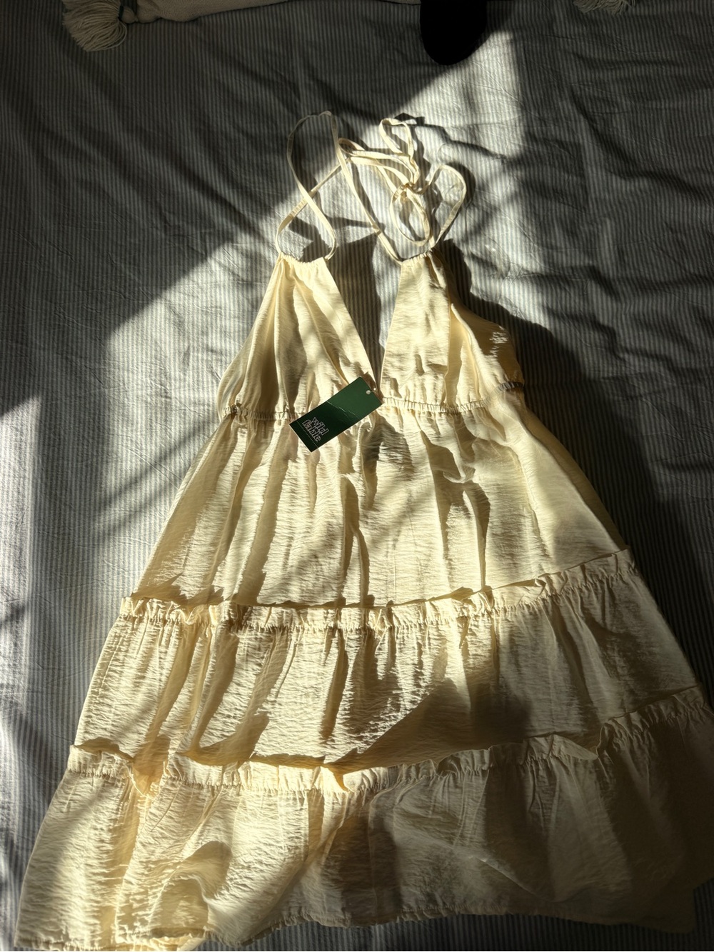 Women’s Cream Tiered Halter Dress and Denim Shorts Bundle
